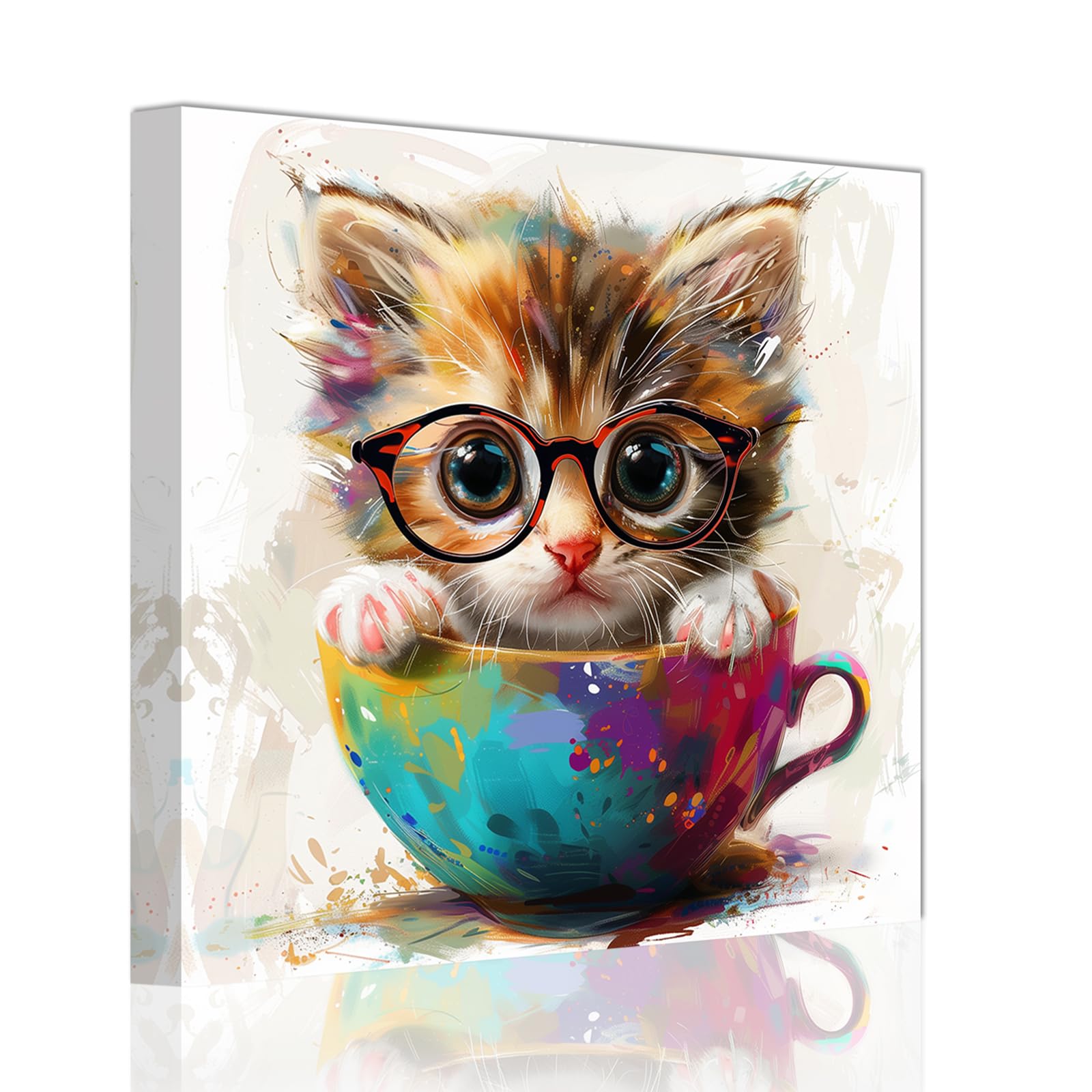 カラフルな動物の油彩画（金色フレーム付き） Amazon.co.jp: 【油彩画SHOP ART】手書きの油彩画 アートパネル