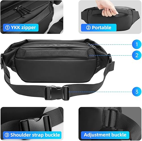 Miniatura 4 de Riñonera compacta EDC para hombre, cintura grande, correa ajustable adecuada para disfrutar de deportes, festivales, entrenamiento, correr, casual,