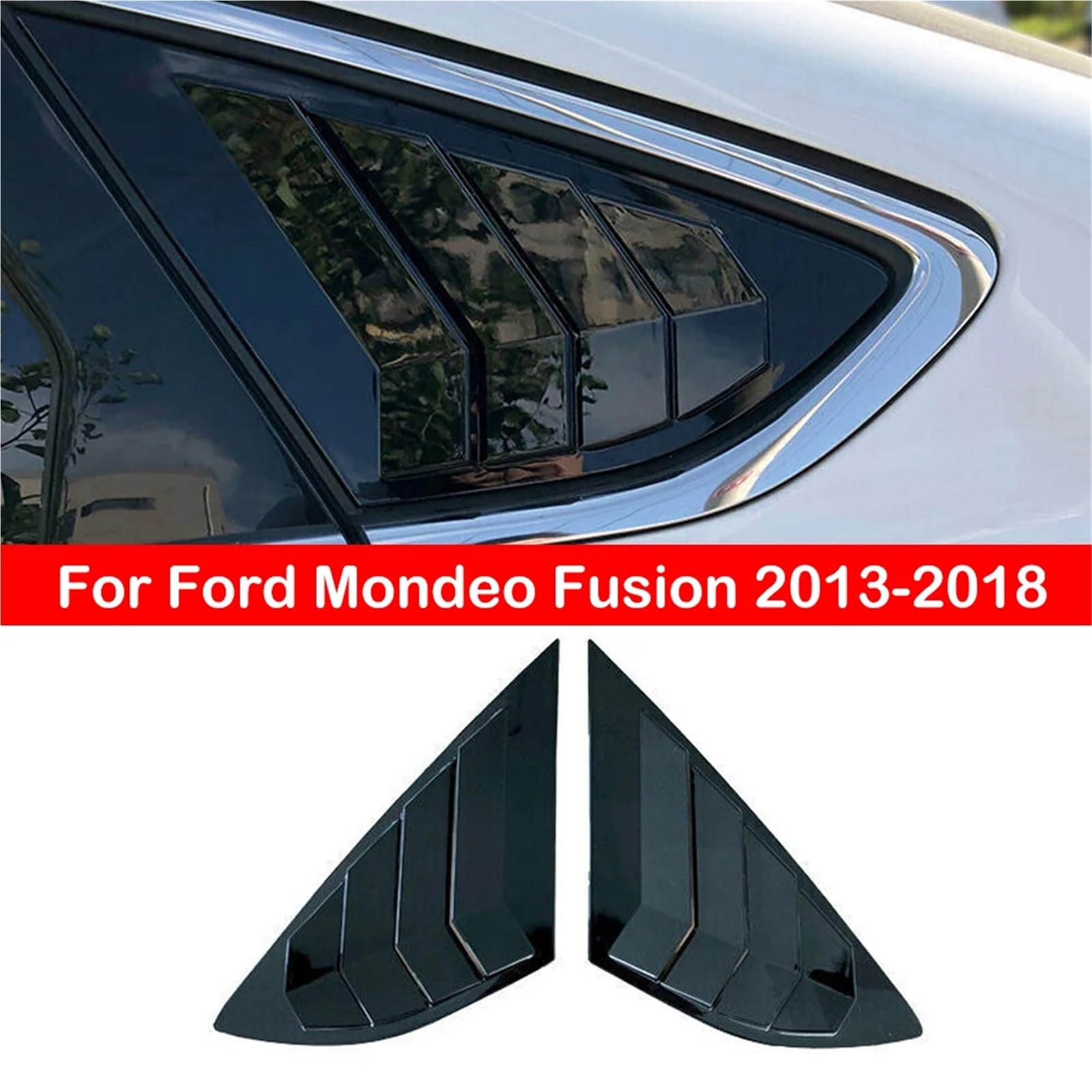 Zaluzje do okien bocznych Pasuje do Forda Mondeo Fusion Sedan 2013-2018, osłony tylnej szyby, bocznej żaluzji, naklejki ozdobnej, wlotu powietrza ABS Osłonę bocznej żaluzji samochodu(Carbon)