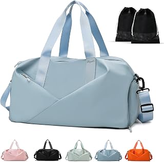 Damen-Sporttasche, Reisetasche, Reisetasche, Gepäcktasche für Wochenender, Sport, Fitnessstudio, Urlaub für Männer und Frauen, blau, Einheitsgröße