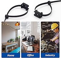 Vista 4 de Cable Zip Tie Mounts Kit - 120 Set Wire Cable Clips Organizer Holders with 8" Cable Ties, Saddle Type Mounts Base and Tapping Screw, Black