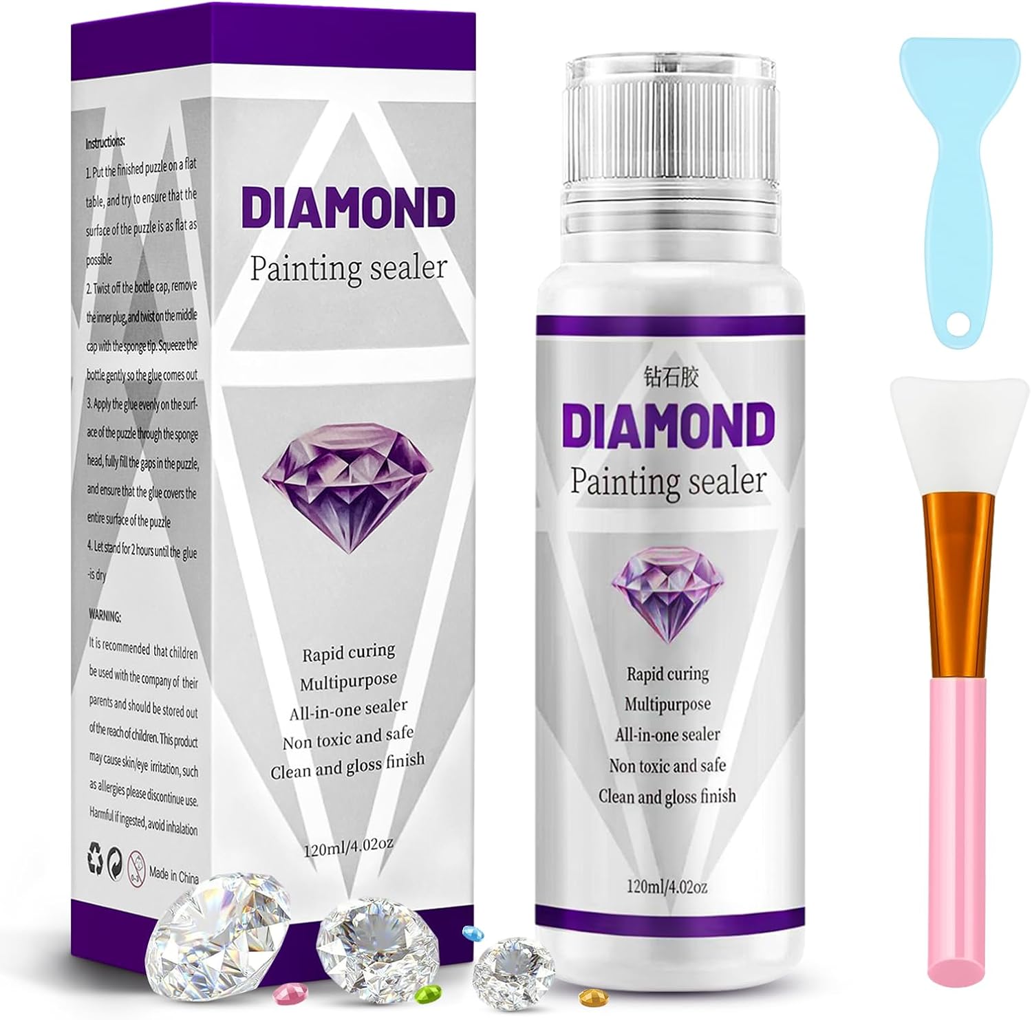 Diamond Painting Sealer,120MLDiamond Painting Glue for Diamond Painting Kits for Adults,Diamond Art Sealer DIY Craft Permanent Hold & Shine Effect Sealer for Diamond Painting and Puzzles