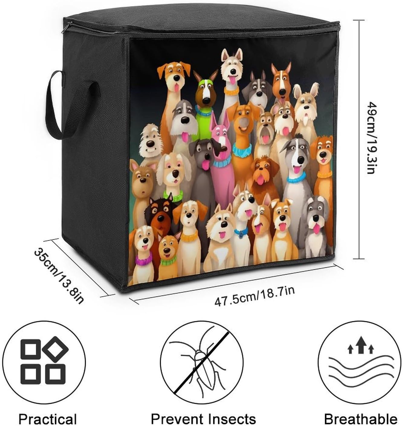 Quilt Storage Bag,Dogs Printed Large Foldable Storage Container Portable Travel Storage Bag for Blankets, Quilts, Clothes, Comforter, Bedding And Pillows