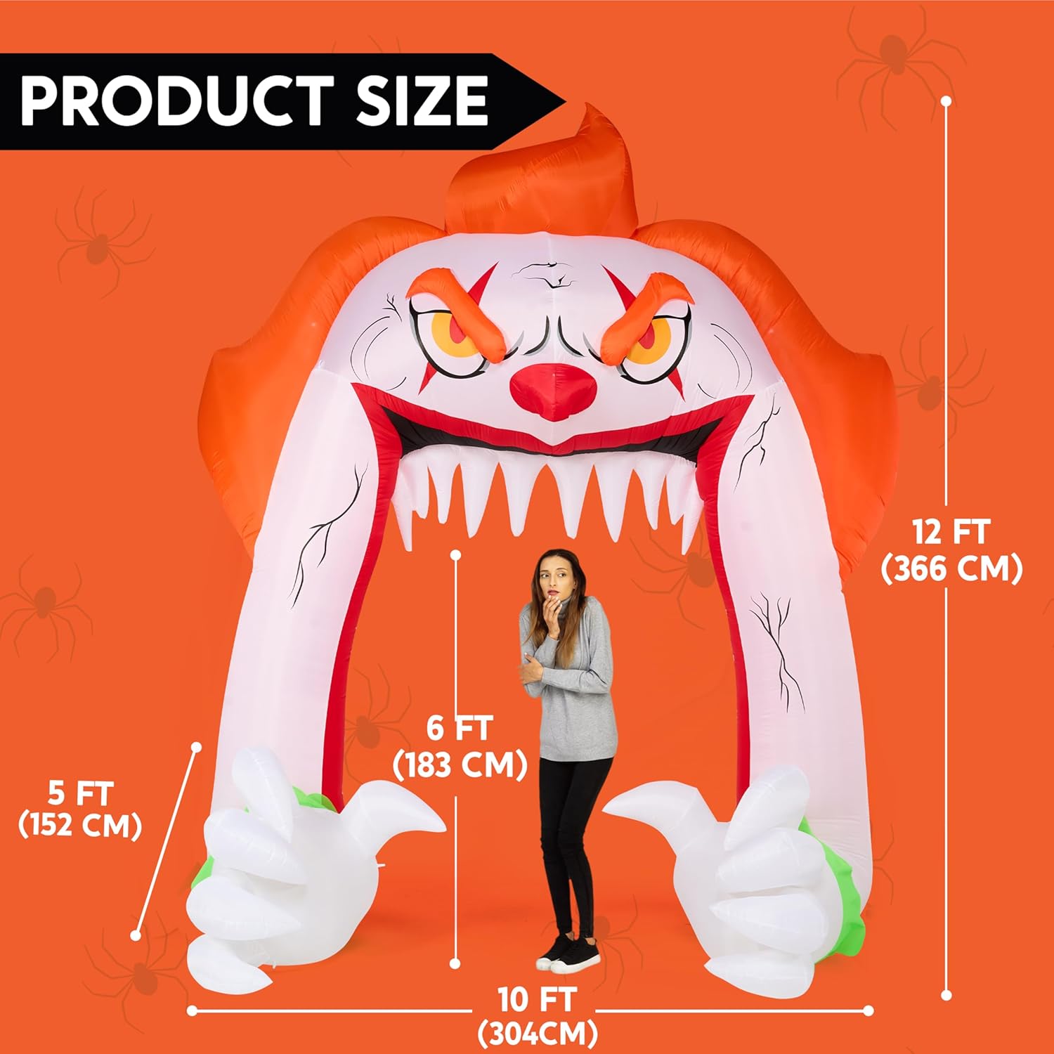 Joiedomi 12 Ft Giant Halloween Inflatables Clown Archway Outdoor Decorations, Giant Archway Blow Up for Yard with Build-in LEDs, Halloween Inflatable Clown Arch Party Supplies Lawn Decor for Party