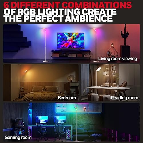 Miniatura 6 de Honeywell Lámpara de pie LED de 3000 LM, lámparas de pie Torchiere con control remoto, F2 Sunturalux 40W Luz de lectura para el cuidado de los ojos,