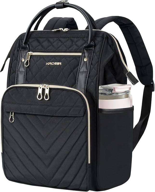 KROSER Laptop Backpack 17" Stylish Backpack Work Bag for Men/Women-Quilted | Water Repellent Casual Daypack Travel Busines