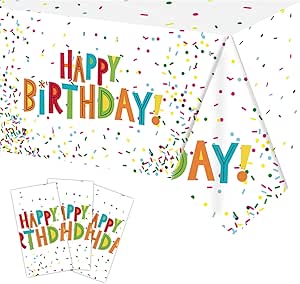Amazon.com: 3 Pack Confetti Birthday Party Table Cloth Decorations, 108 ...