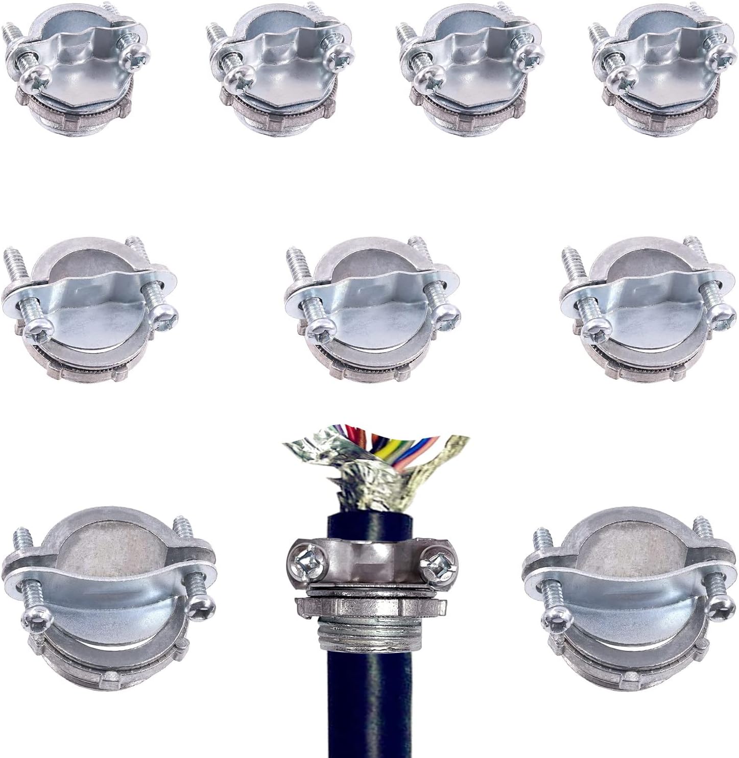 Rustark 9 Set 3 Sizes 1/2” 3/4” 1” Zinc Alloy Cable Squeeze Connectors