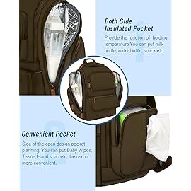 Mancro Diaper Bag Backpack, Large Multifunction Baby Backpack for Travel with Stroller Strap and 2 Insulated Pockets, Diaper Baby Bag for Mom, Dark Green