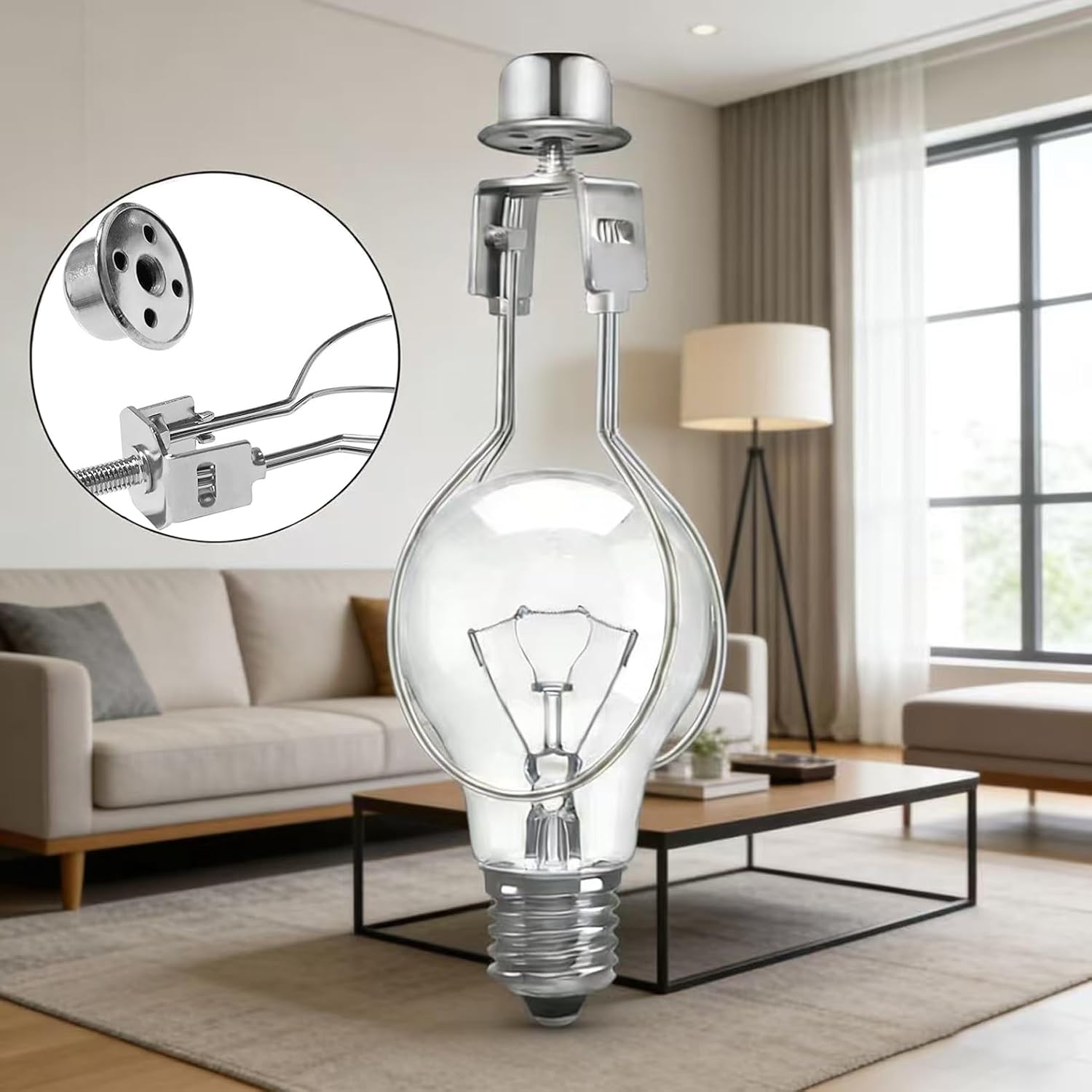 2 Pack Silver Clip-on Lamp Shade Holder, DIY Lamp Adapter Finial Light Bulb Adapter for Home Decor/DIY Enthusiasts
