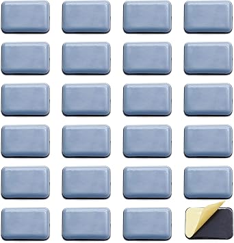 24 Pcs Self-Adhesive Teflon Furniture Sliders, 35mm x 25mm Rectangle Stick Furniture Glides,Furniture Carpet Moving Pads for Protects Floor Rectangle,Grayish Blue