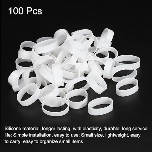 Miniatura 3 de PATIKIL Bandas de goma de silicona, 100 unidades, antideslizantes, 1 14 pulgadas, color blanco plano para envolver cables, envolturas de bolsas, arte