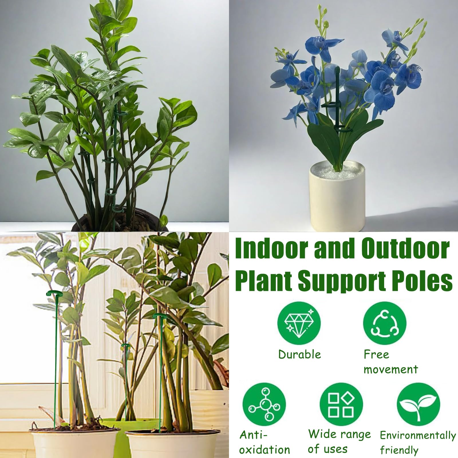Kit De Tuteurs Pour Plantes Intérieur/extérieur - 10 Tiges, 20 Clips, 5 Tubes D'extension