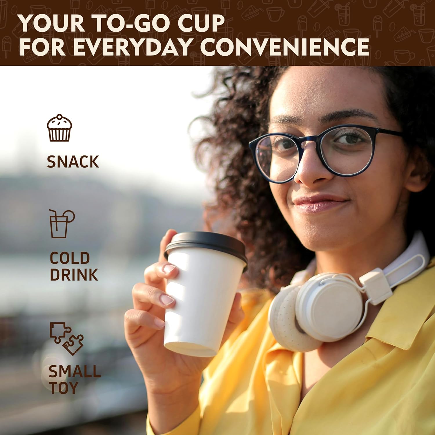 YEEHAW 100 Pack 16 oz Disposable Coffee Cups with Lids, Heat & Leak-proof Paper Cups, to Go Coffee Cups for Hot & Cold Beverage - Image 4