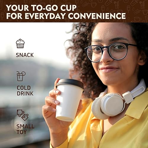 Miniatura 4 de YEEHAW Paquete de 100 tazas de café desechables de 16 onzas con tapas, vasos de papel a prueba de calor y fugas, tazas de café para bebidas