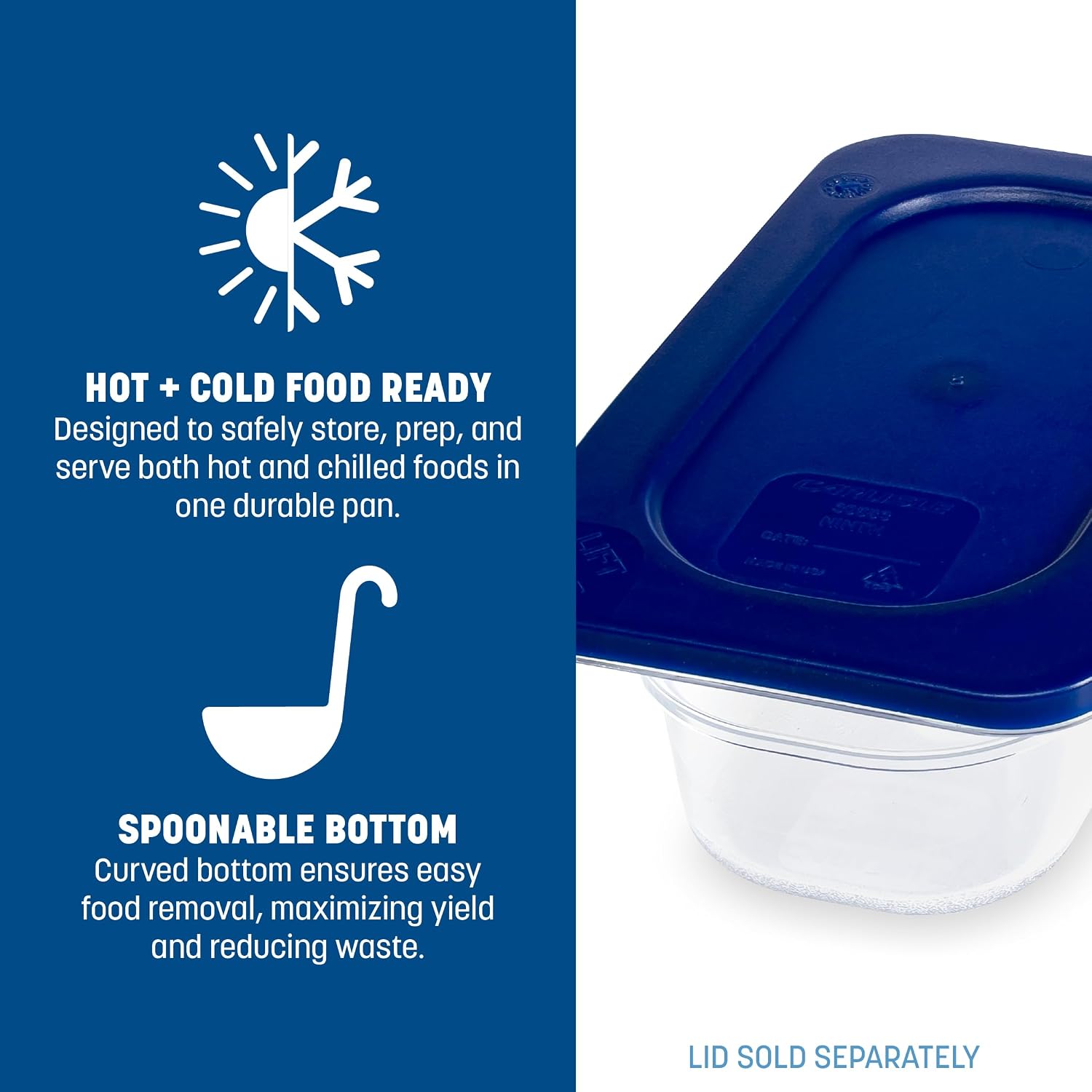 Carlisle FoodService Products StorPlus Food Pan, 1/9 Size Container for Serving and Storing Hot or Cold Food, 0.7 Qt, 1 Count, Clear