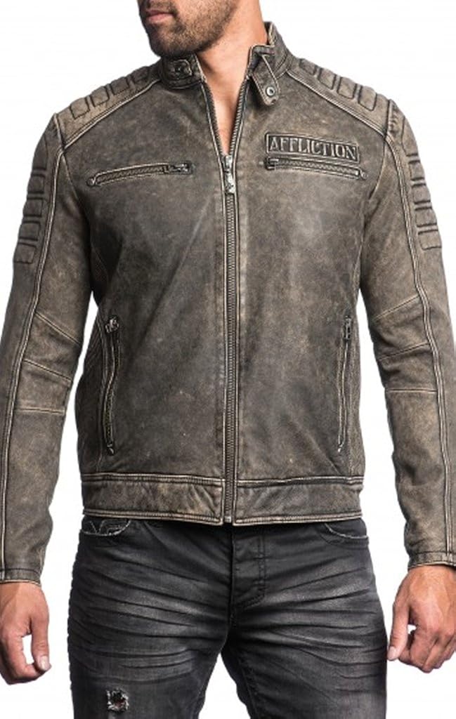 affliction skull leather jacket