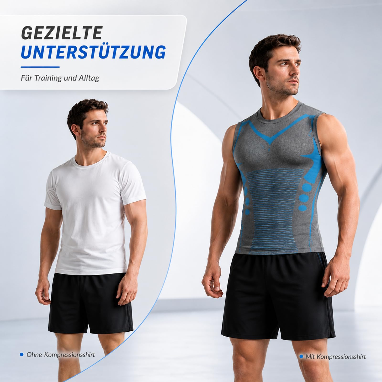 Slimpur Kompression Shirt, Slimx Slimpur Kompressions-Shirt Bauchweg Herren, Schnelltrocknend, Atmungsaktiv, Leicht und Bequem, für Fitness und Alltag