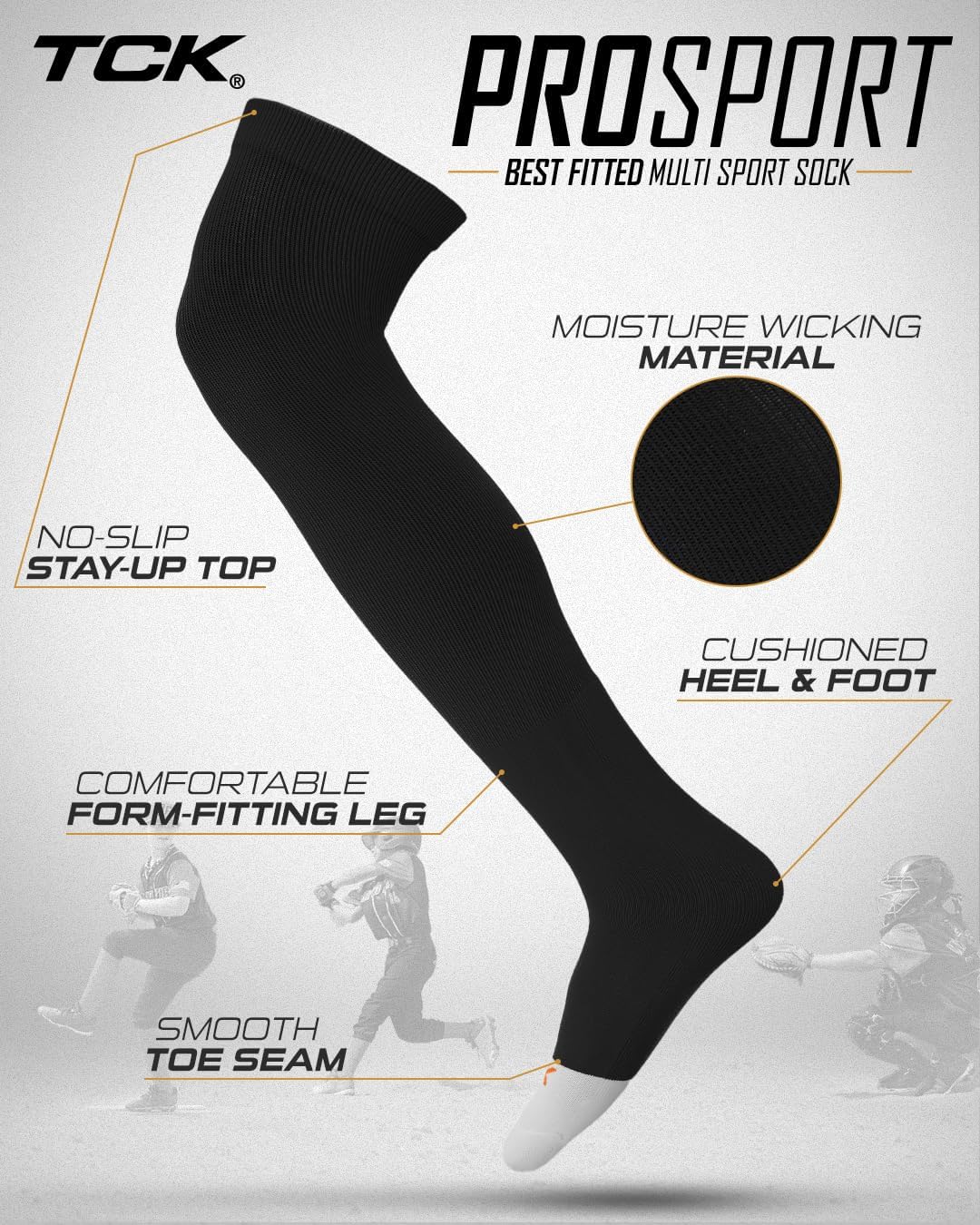 Baseball Softball Over the Knee Socks Prosport | Durable Performance | Double Welt Top | Smooth Toe | Moisture Wicking - Image 4