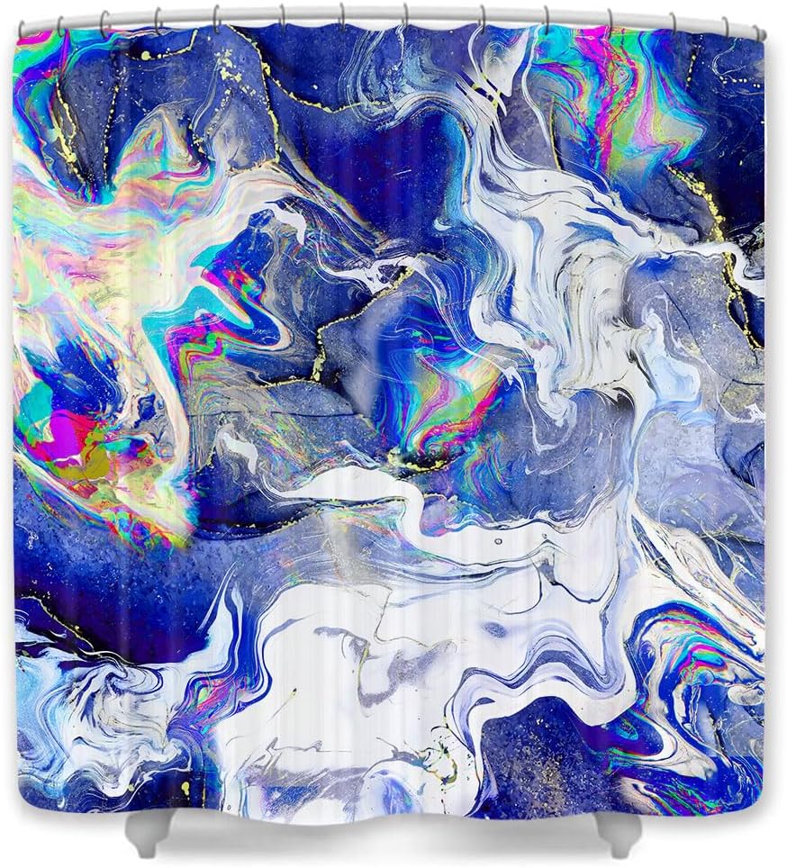 JAWO Yellow Marble Shower Curtain Cool Gold Crack Yellow Orange Shower Curtain Set, Abstract Waterproof Shower Curtain Marble, Hooks Included