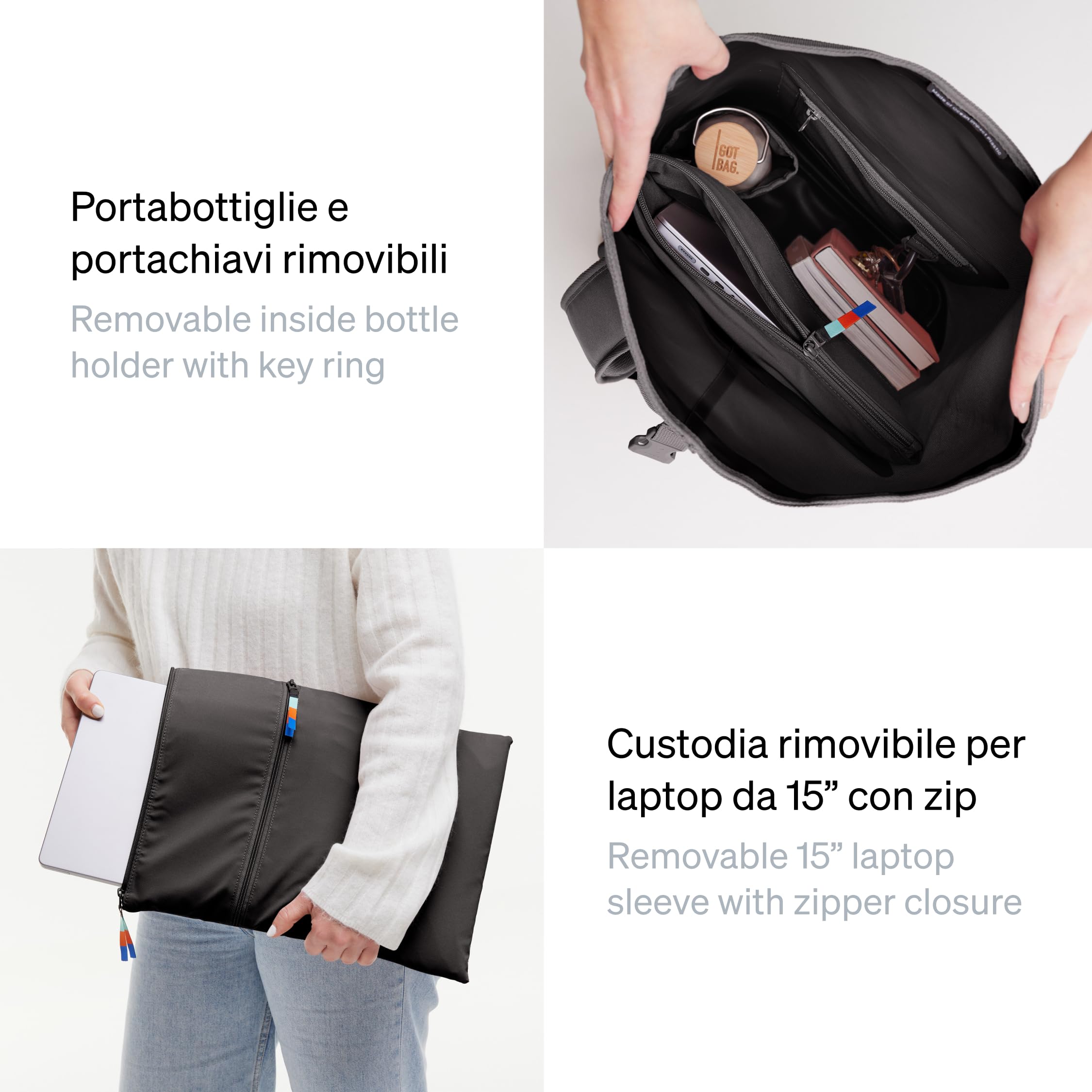 GOT BAG Zaino Rolltop Lite in plastica Ocean Impact | Zaino impermeabile con borsa rimovibile per laptop da 15" | capacità di riempimento 26 litri