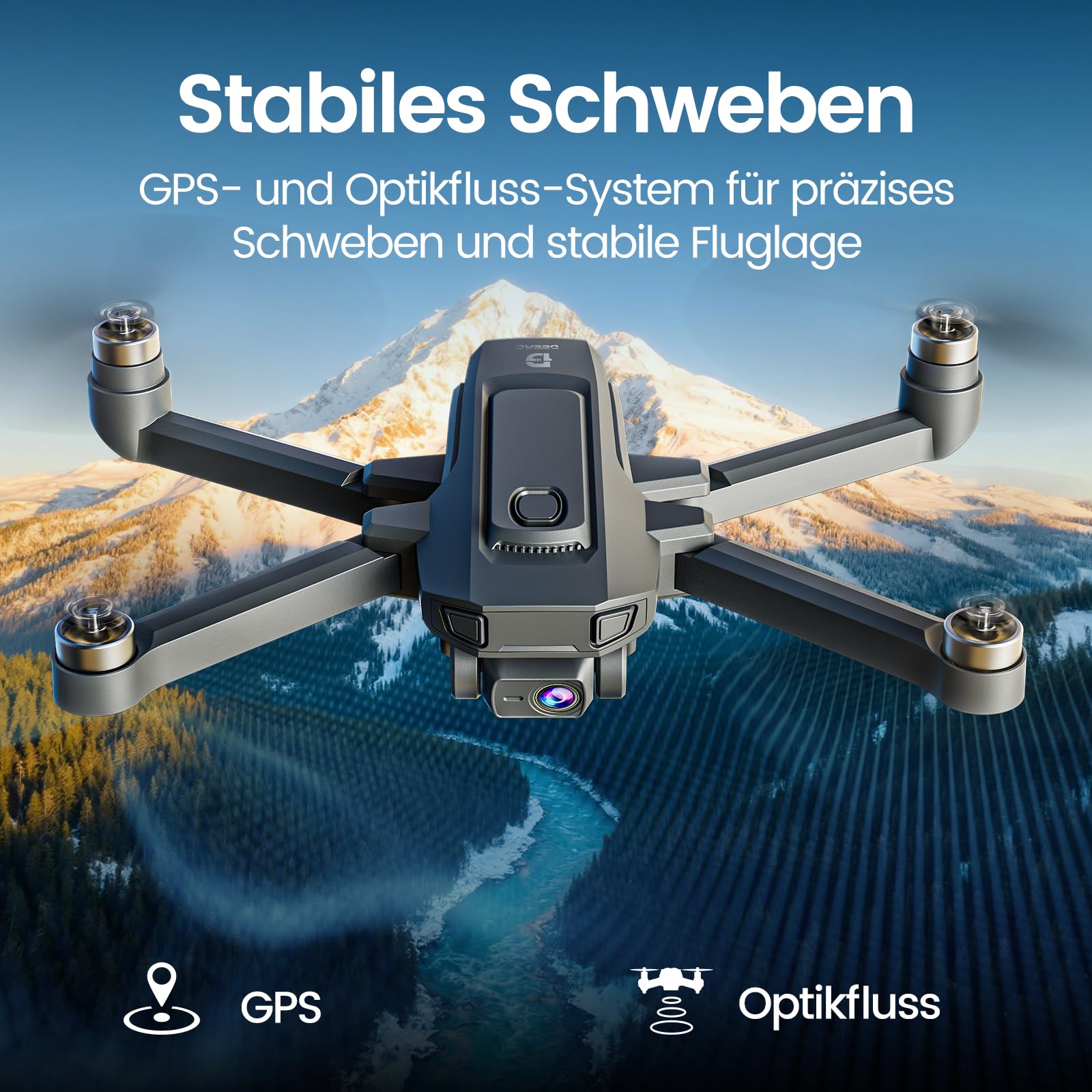 DEERC D35 GPS Drohne mit 4K Kamera für Anfänger, Faltbare RC Drohnen für Erwachsene mit Follow-Me, Auto Rückkehr, Bürstenlosem Motor, 5G-Übertragung, 60 Min. Flugzeit, 3 Akkus
