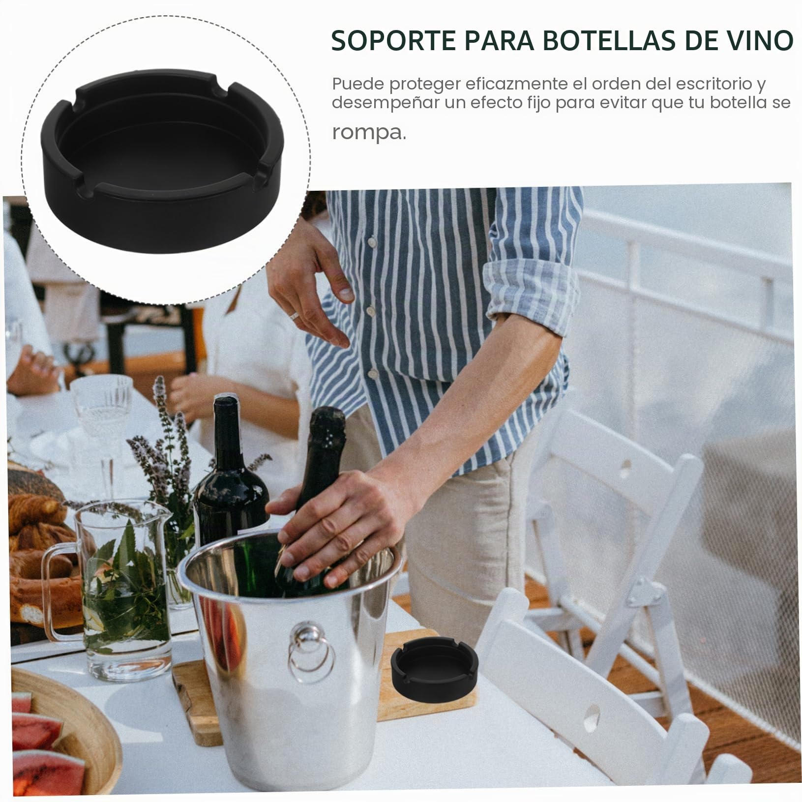Cabilock Almohadilla Antideslizante para Botella De Cerveza Y Vino Cojín De Silicona Reutilizable para Mesa Base Estable para Soporte De Botellas De Champán Y Vino Fácil De Limpiar Y Elegante