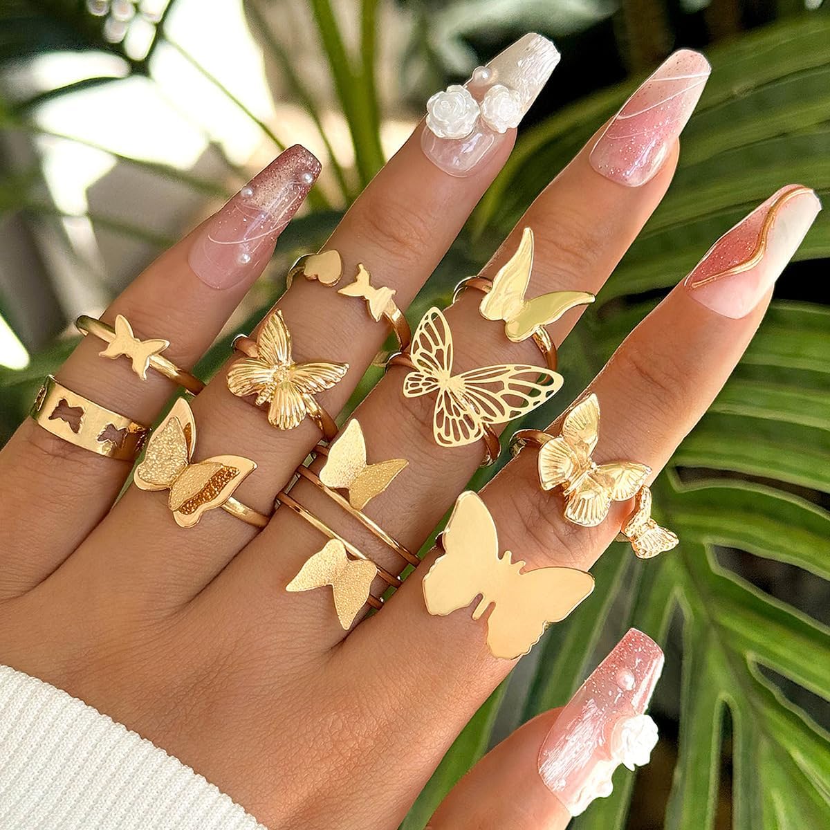 Boho Rings for Women Gold Rings Set Gold Butterfly Ring Stacking Knuckle Ring Trendy Dainty Cute Finger Jewelry Prom Costume Accessories - Image 2