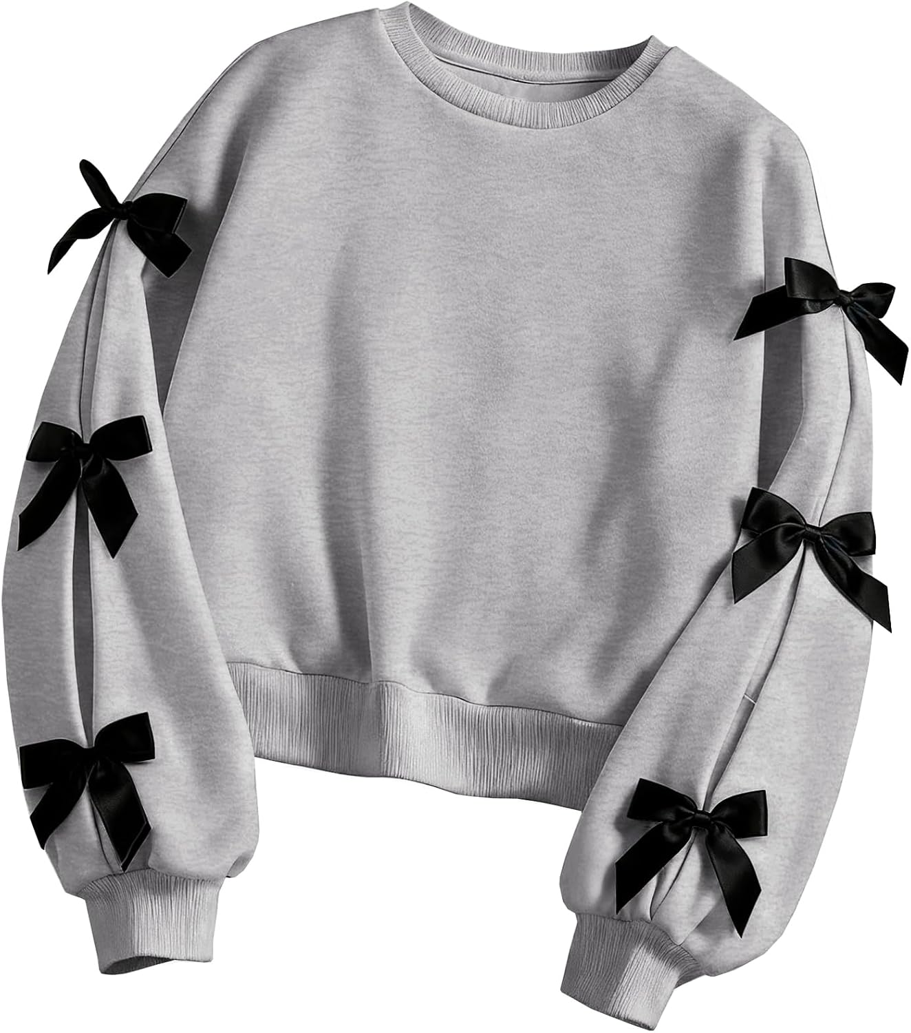 Girls Sweatshirt Cute Bow Tie Long Sleeve Crewneck Pullover Top Casual Fall Winter