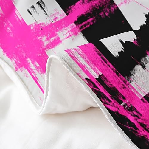 Miniatura 5 de Juego de ropa de cama de tamaño matrimonial con diseño de arte abstracto para niños, diseño moderno a rayas, 100% algodón, transpirable, geométrico,