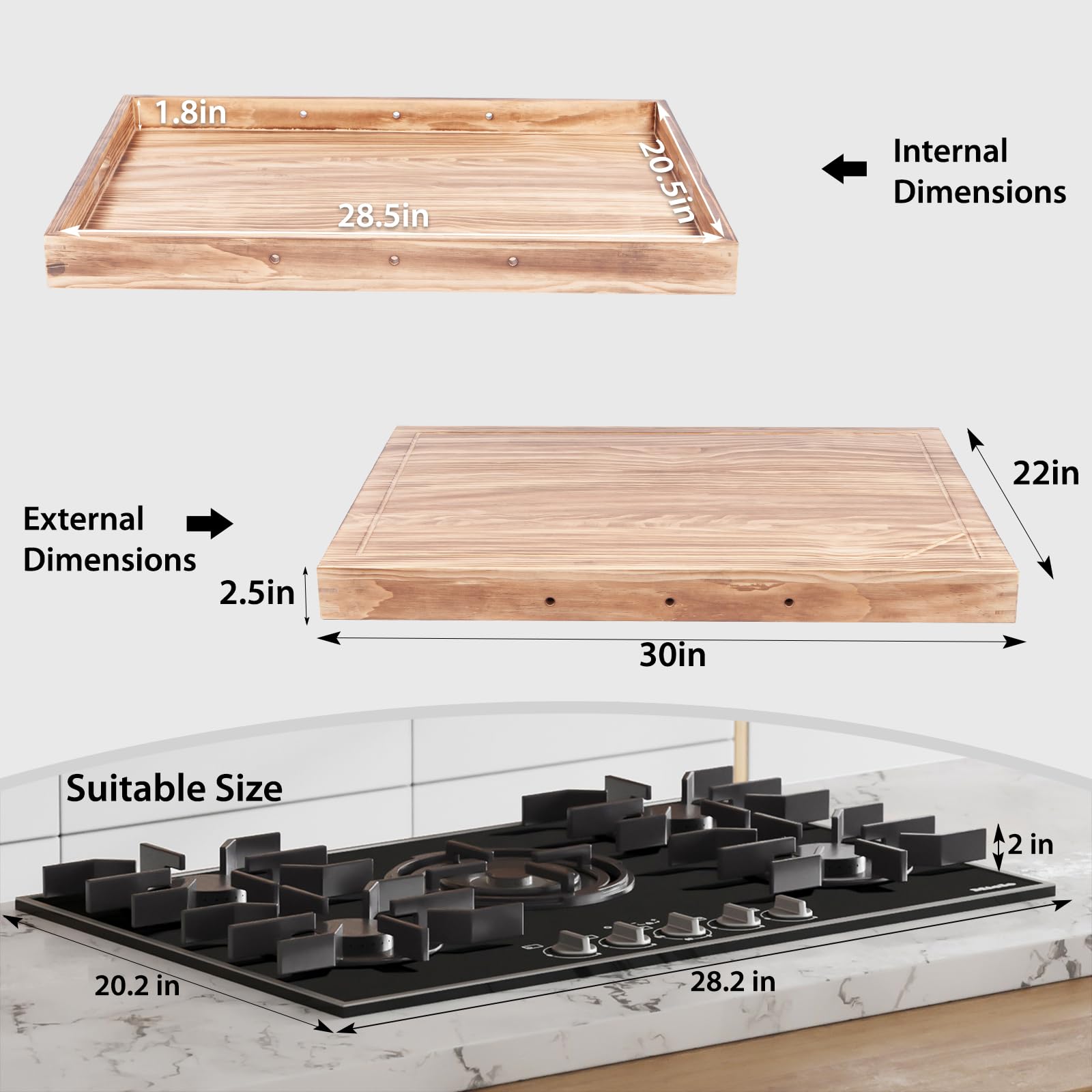Amazon | ガスバーナーと電気ストーブ用木製ストーブトップカバー