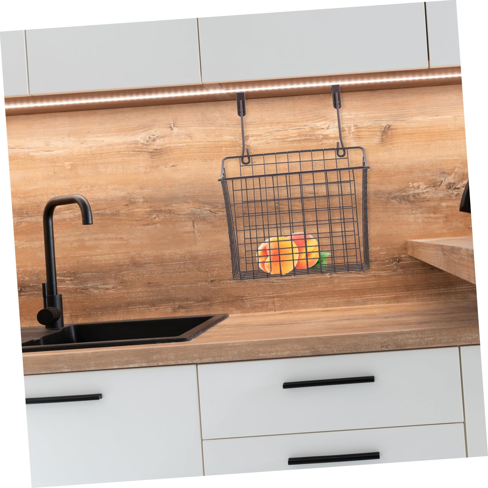 VALICLUD Cesta Negro Colgante Armario Hierro para de Alambre Organización Diseño Estante de Almacenamiento Práctico de Cocina Hogar