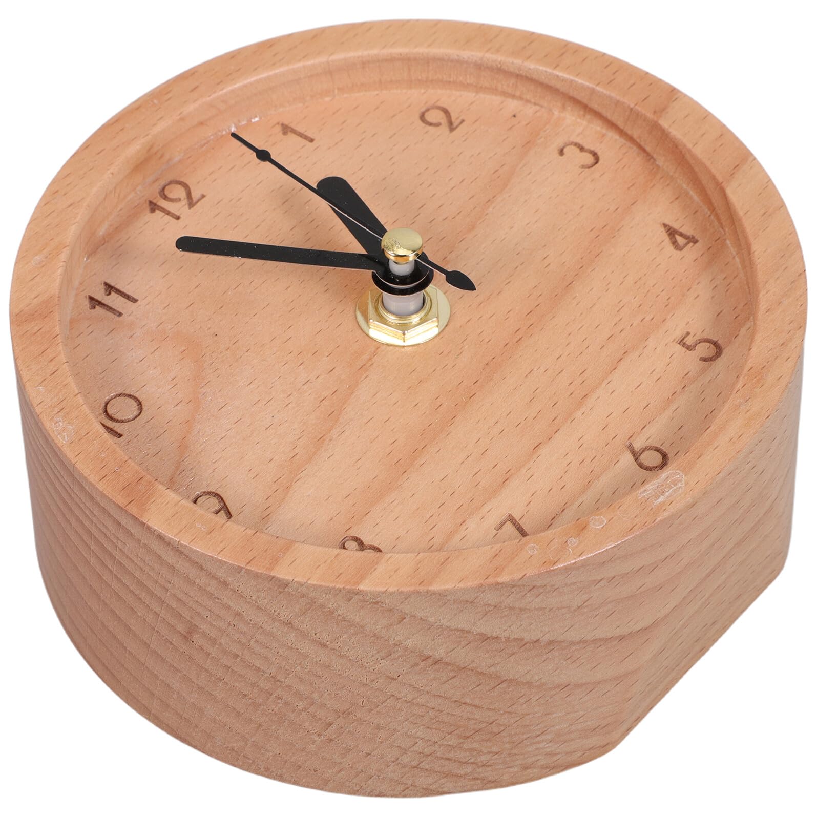 Reloj de mesa silencioso sin tictac en madera de haya natural para oficinas minimalistas