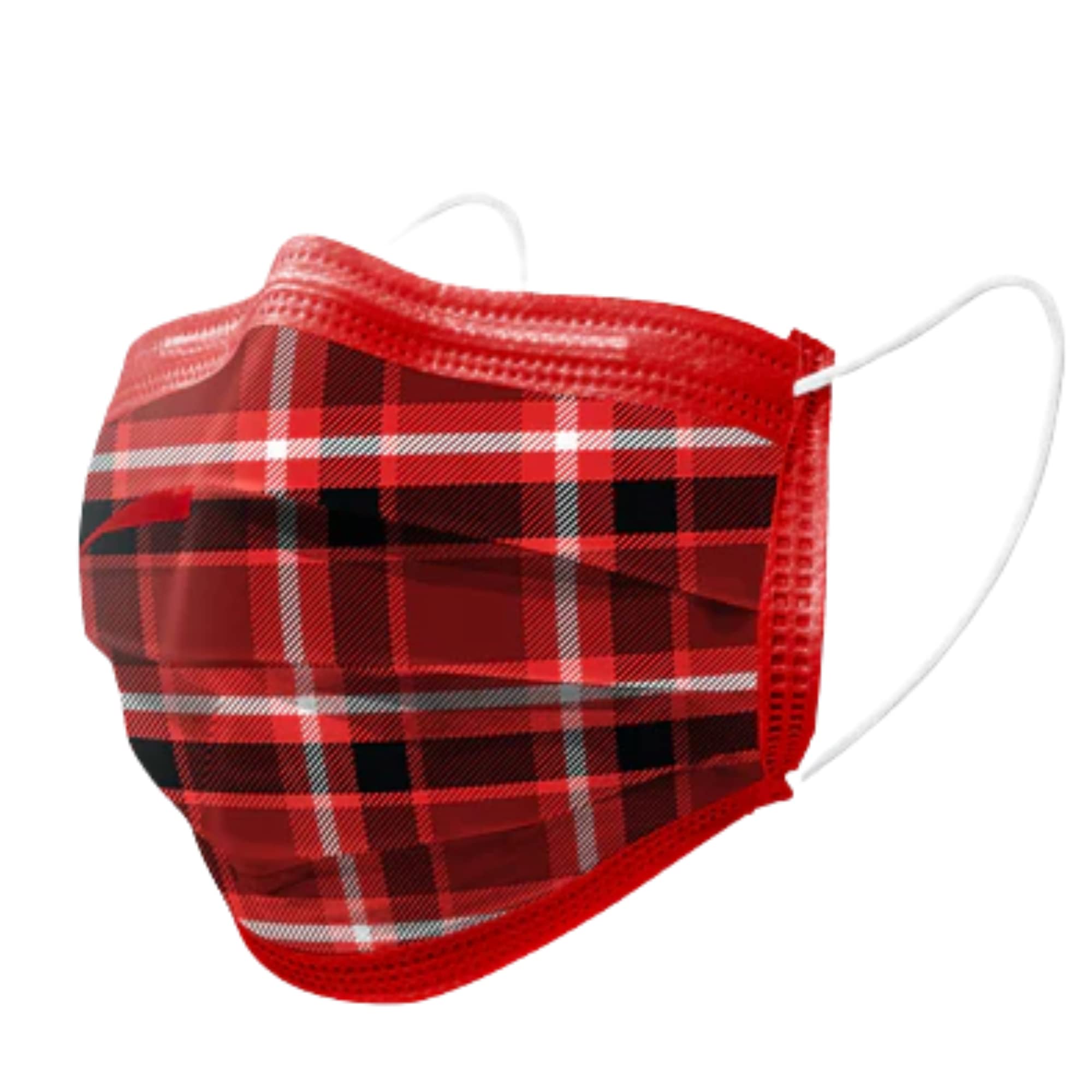 Concentric Health Alliance Winter Disposable Face Masks - 3 Ply Disposable Face Mask, Designer Masks With Earloops & Nose Clip, Plaid Design Facemask 50 Pieces Per Box