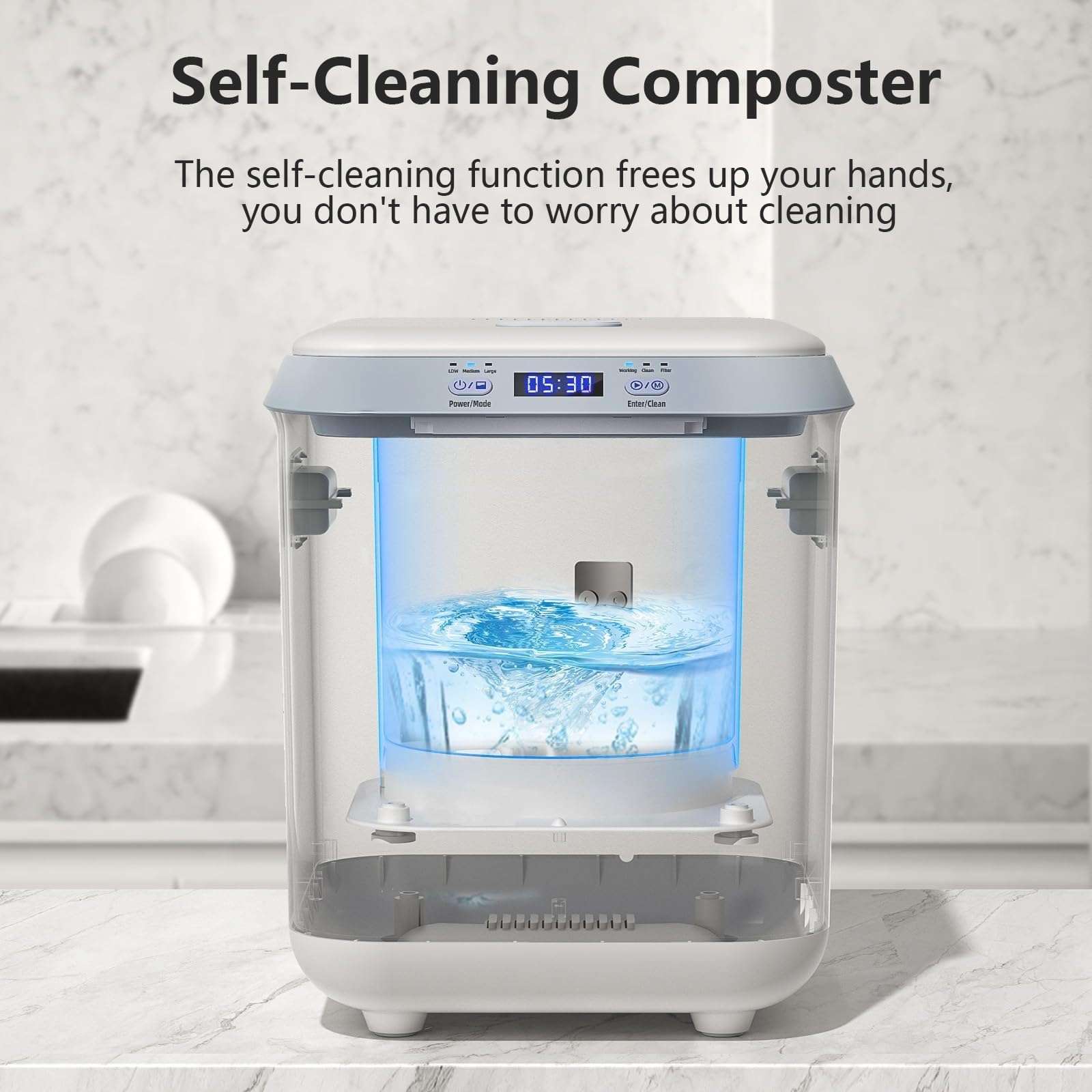 Compostador eléctrico de Cocina de 3,3L para encimera, sin Olor, Bajo Nivel de Ruido, Autolimpieza,Convierte los residuos Alimentos Fertilizante compostador residuos Alimentos para Interiores