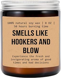 Smells Like Hookers and Blow Candle - Adult Humor - Gift Custom Candle - Friendship Candle - Custom Candle - Funny Gifts - Snarky Candle, 8oz, Lavender