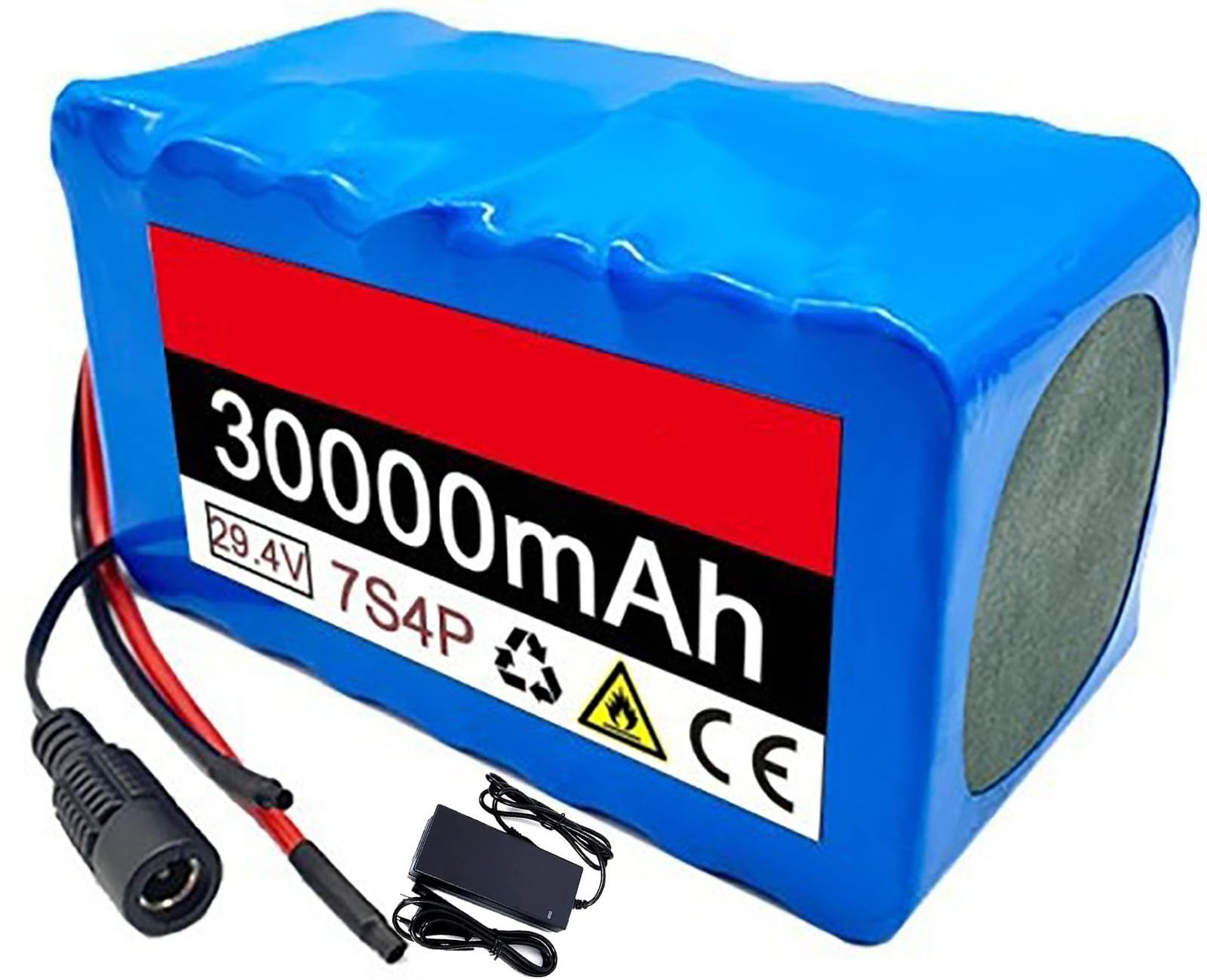 Batterie Lithium-ION 29,4 V 30 Ah pour Vélo Électrique Batterie 24 V 7S4P, pour Vélo/Scooter Électrique Moteur 50 W-500 W, avec BMS 20 A Et Chargeur