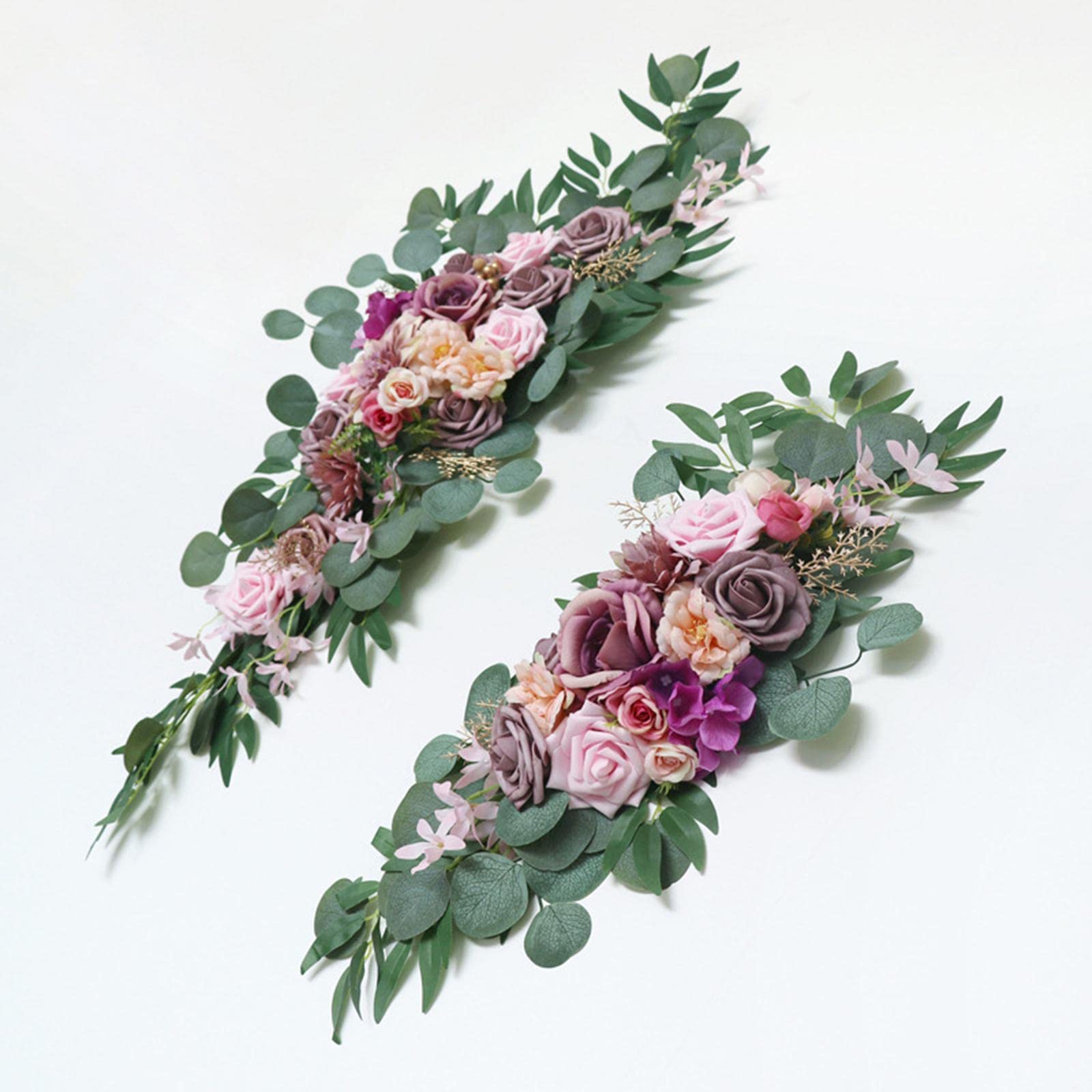 2 Stück Blumenkranz Girlande aus Kunstseide Türdeko Hochzeitsdeko Hängedekoration Langlebig Pflegeleicht für Bogen Shop Hintergrund