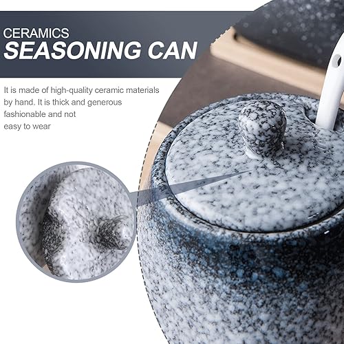 Miniatura 7 de Cabilock Juego de tarros de cerámica para especias, recipiente de almacenamiento de cocina, tarros de condimentos, cucharas, organizador de