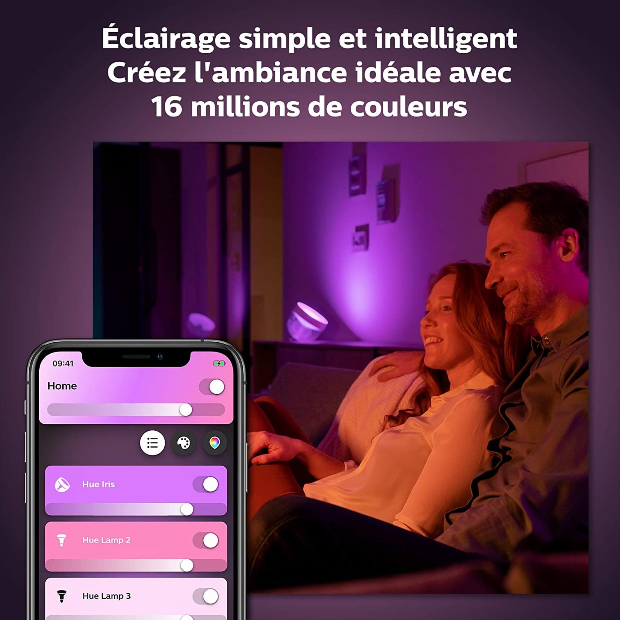 Philips Hue White And Color Ambiance, Iris compatible Bluetooth, Blanc, 8.2W, fonctionne avec Alexa & Go Lampe portable connectée White and Color Compatible Bluetooth, fonctionne avec Alexa