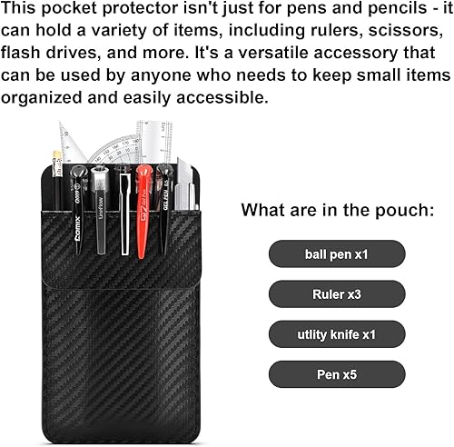 Miniatura 10 de Protector de bolsillo de cuero para hombres 2 protectores de bolsillo multiusos para camisas - Protector de bolsillo con patrón floral y de pájaro