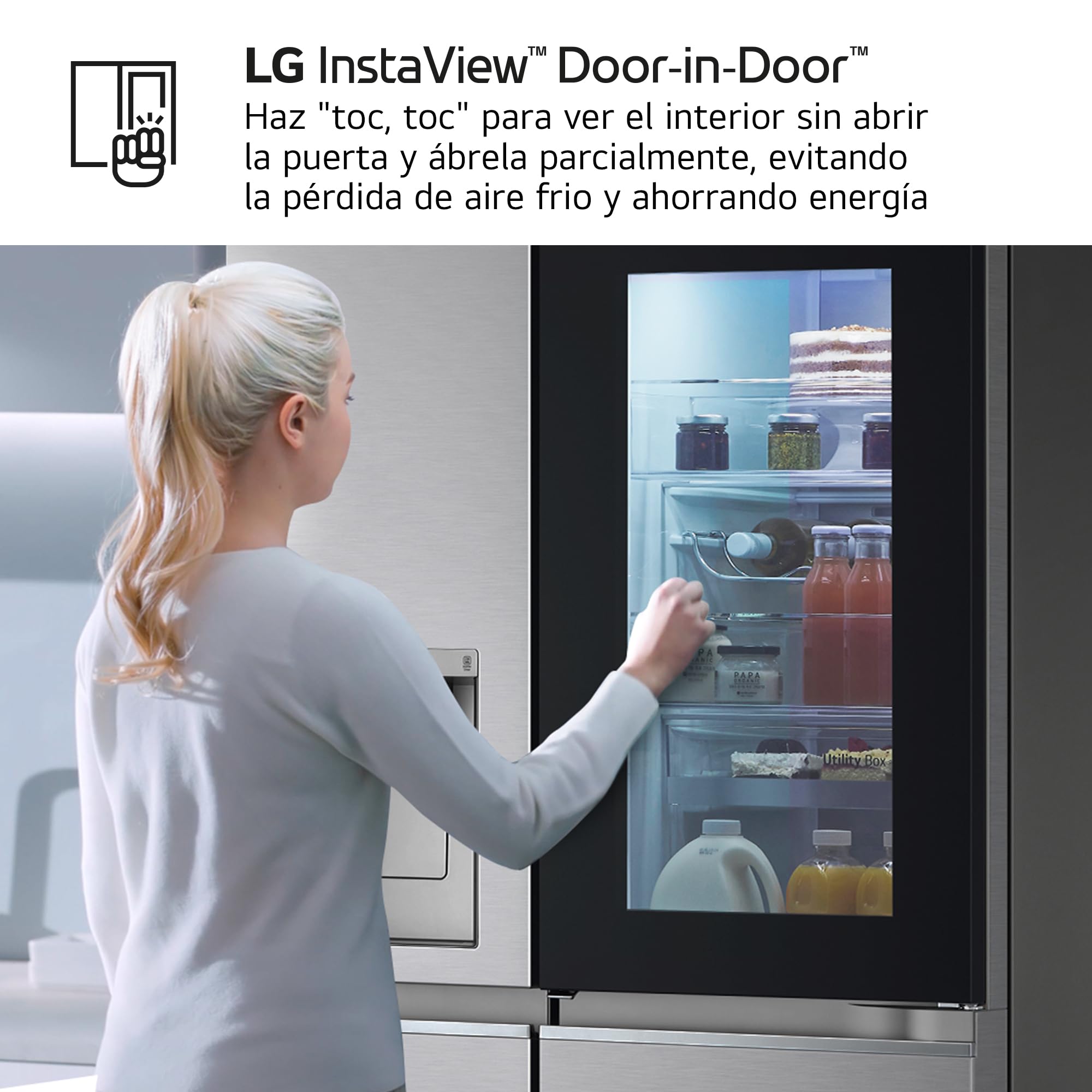 LG GSXV91BSAE - Frigorífico Side By Side, Serie 900, Instaview Door-in-Door, Fresh Balancer, Clasificación E, 635 L, Sin Toma de Agua, Inox Antihuellas