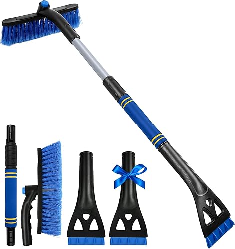 Raspadores de hielo extensibles de 34 pulgadas para parabrisas de automóvil, cepillo de nieve 2 en 1 para raspador de nieve de automóvil para