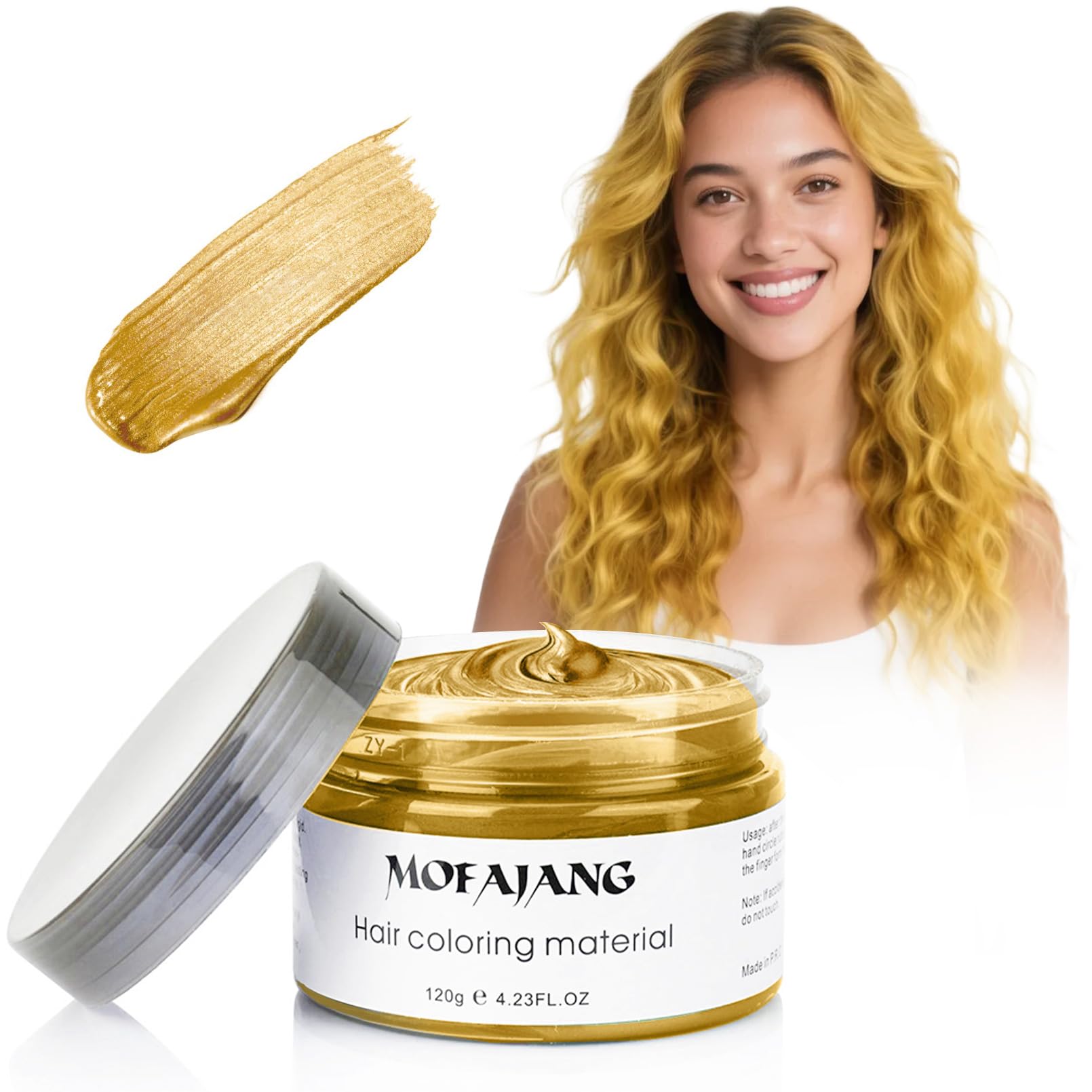 Cera Para Tinte Capilar, Natural Temporal Hair Dye Wax, Spray Pelo Color para la Fiesta de Cumpleaños de Halloween 120 g (Oro)