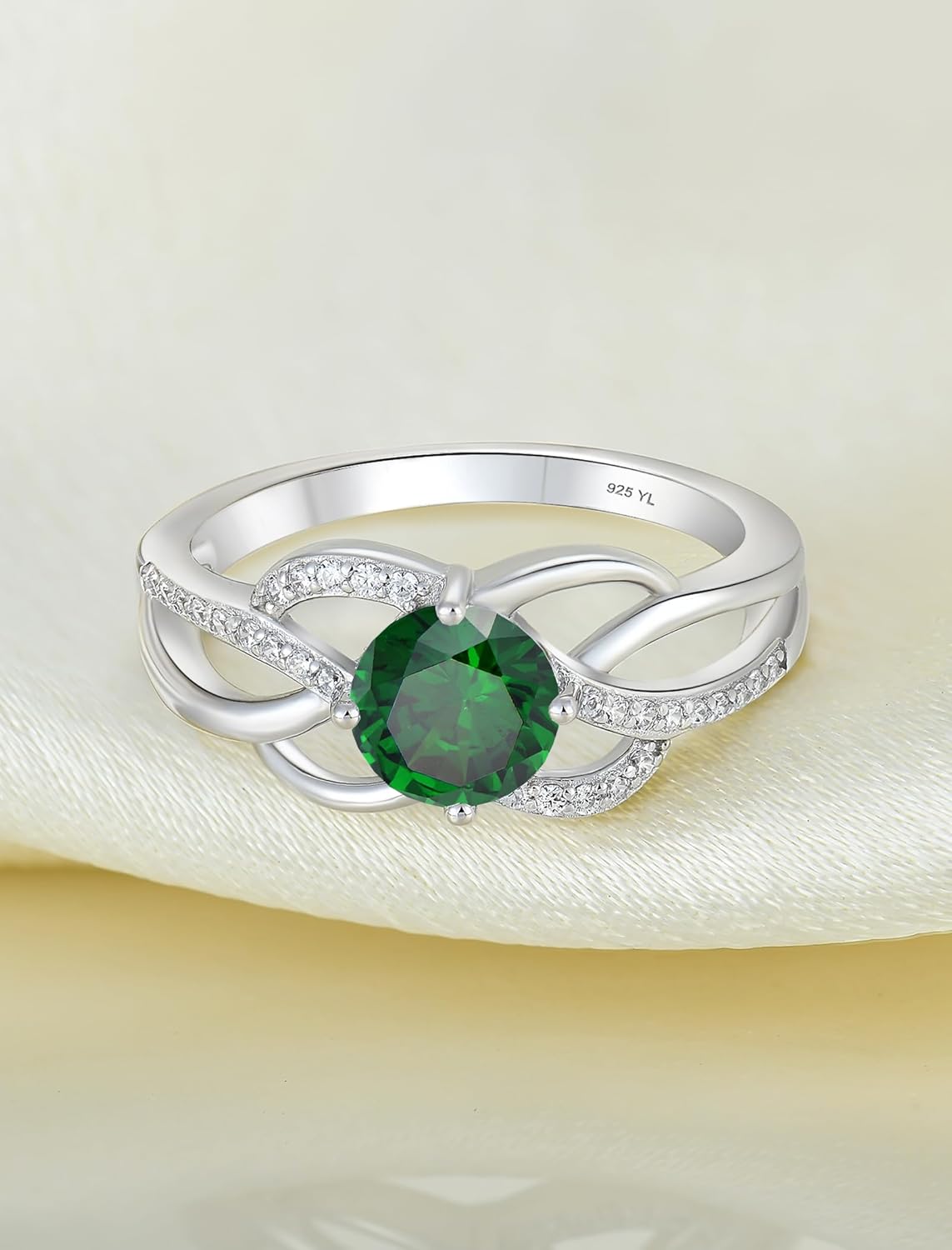 YL Celtic Knot Rings 925 Sterling Silver Twisted Ring Cubic Zirconia Infinity Statement Jewelry for Women - Image 5