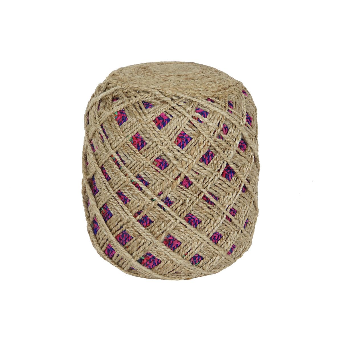 Repose-pieds marron multicolore jute pouf de salon carré 40x40x45