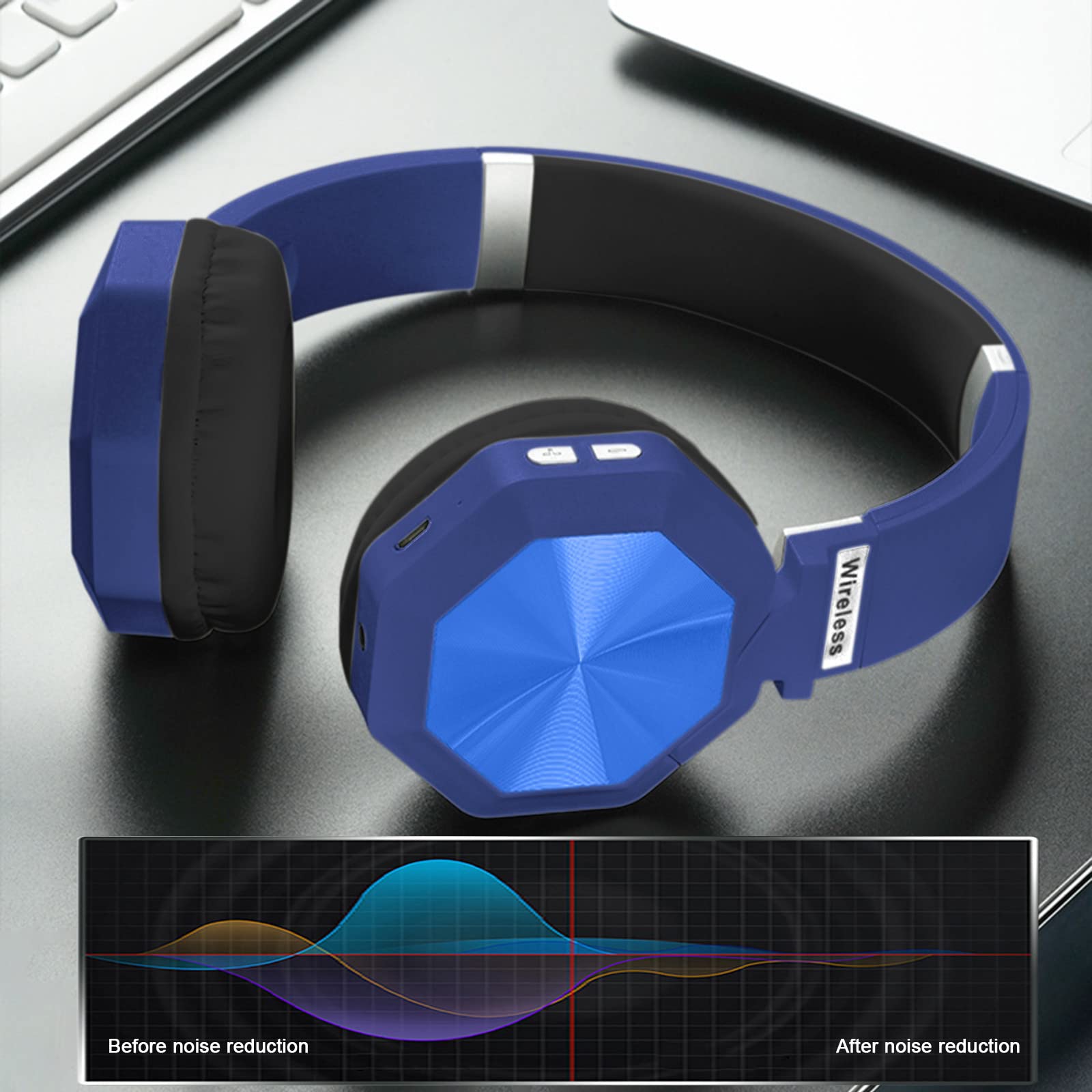 Słuchawki stereofoniczne nauszne, bezprzewodowe zestawy słuchawkowe Bluetooth, składane zestawy słuchawkowe bezprzewodowe i przewodowe z miękkimi nausznikami z białkami pamięci, do telefonów komórkowy