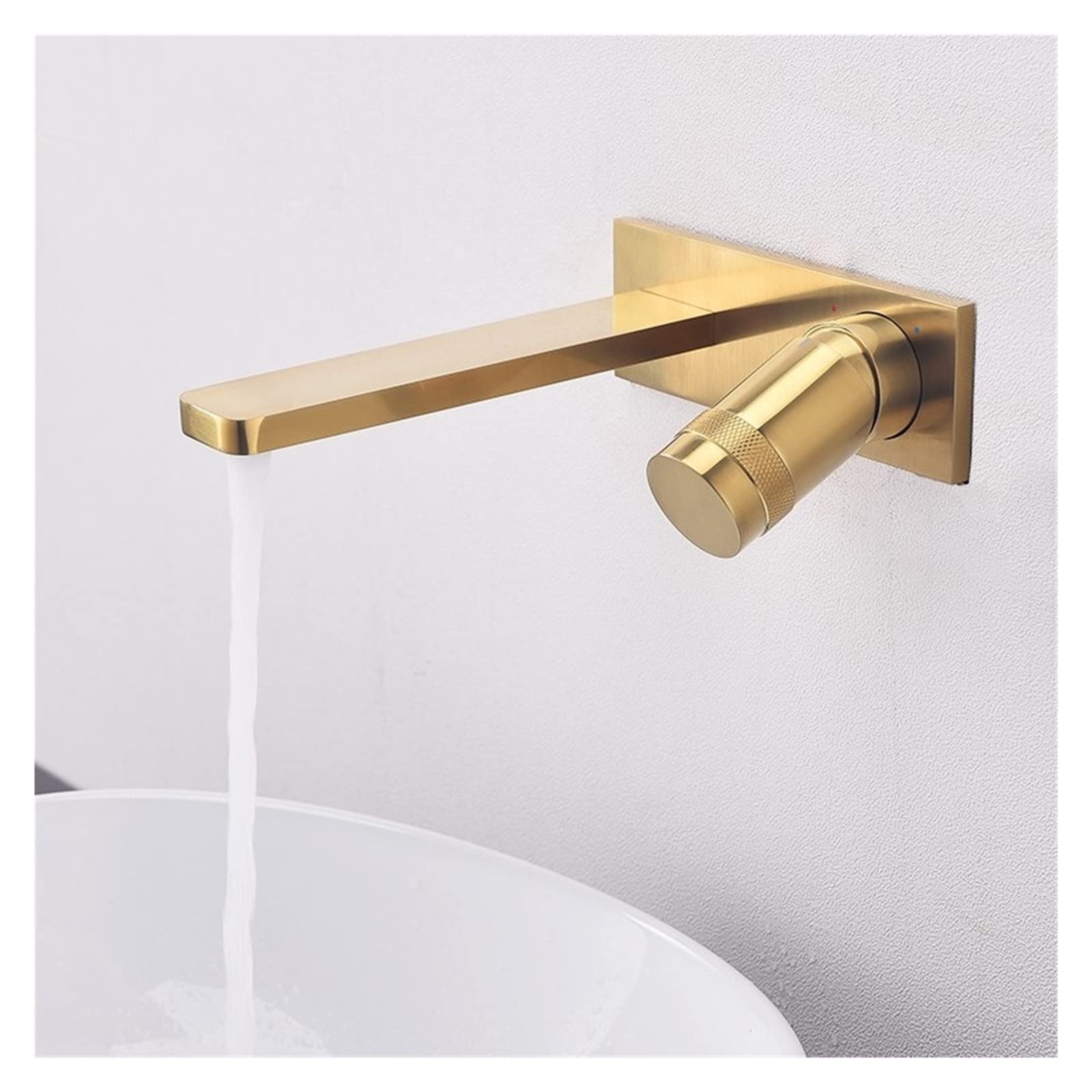Mélangeur d'eau brossé or encastré pour vasque chic de salle de bains