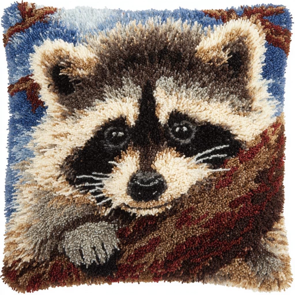 WallustrioaW Latch Hook Kits for Adults,Animal Raccoon
