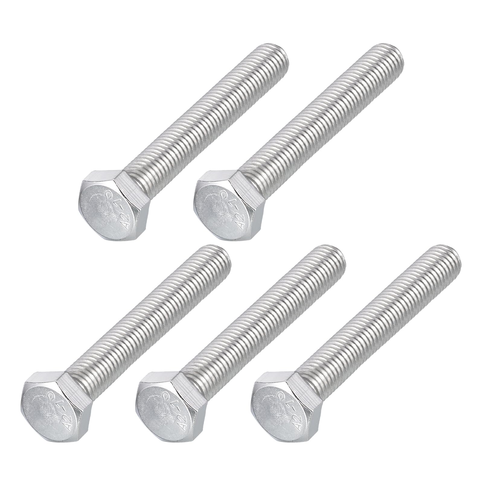 METALLIXITY Hex Bolts (M12-1.75x80mm) 5Pcs, 304 Stainless Steel Coarse Fully Threaded Hex Head Screw Bolt Machine Screws